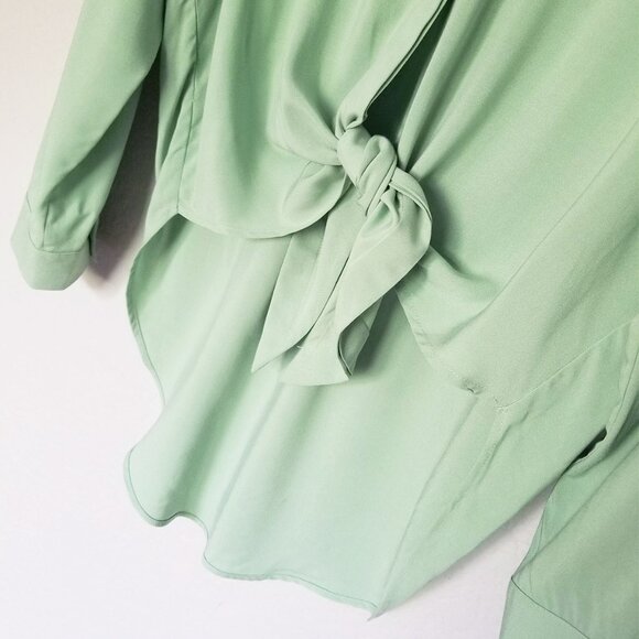 Maeve Anthropologie Sandbridge Pistachio Green Tie Front Button Down Shirt S $88 - Picture 12 of 15